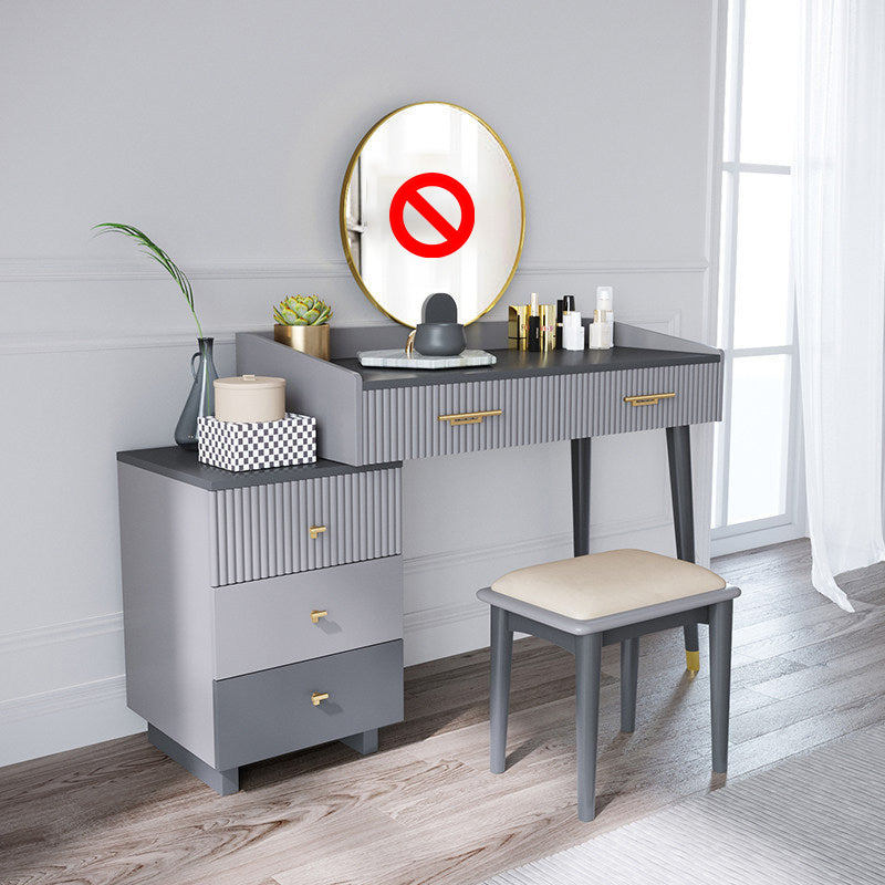 Gray Makeup Table with 5 Storage Drawers 19.68" Wide Vanity Tables