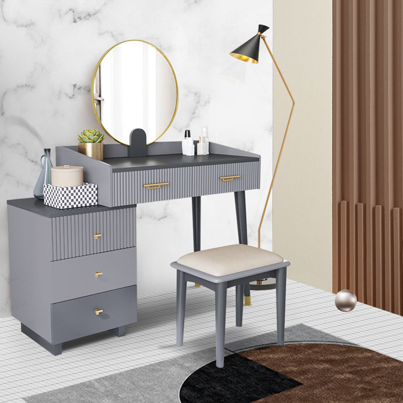 Gray Makeup Table with 5 Storage Drawers 19.68" Wide Vanity Tables