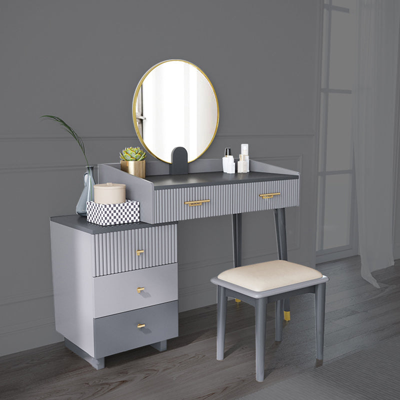 Gray Makeup Table with 5 Storage Drawers 19.68" Wide Vanity Tables