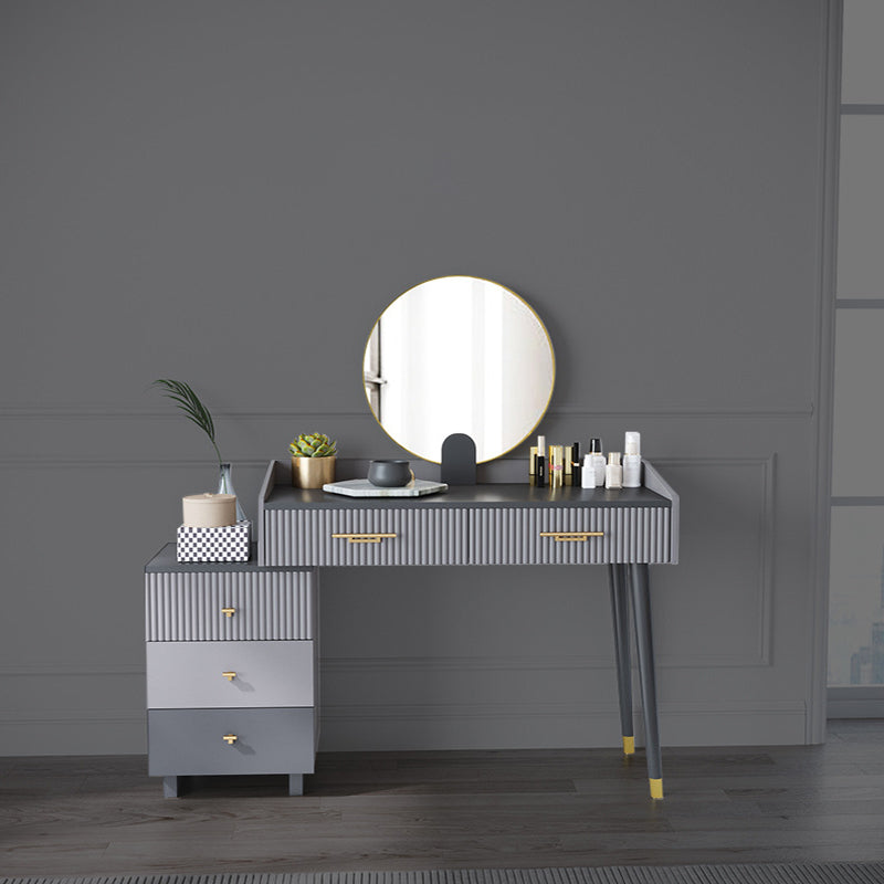 Gray Makeup Table with 5 Storage Drawers 19.68" Wide Vanity Tables