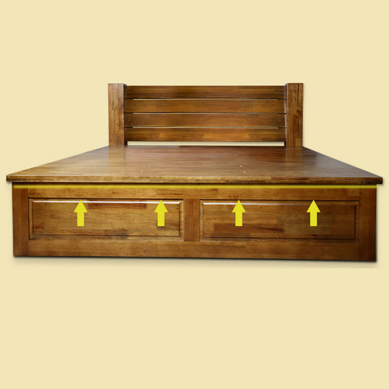 Traditional Solid Wood Standard Rectangular Open-Frame Headboard Bed