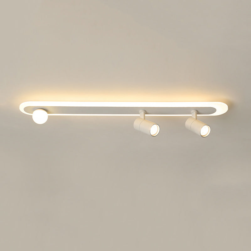 Metal Linear Flush Mount Lamp Modern Flush Ceiling Light Fixture in White