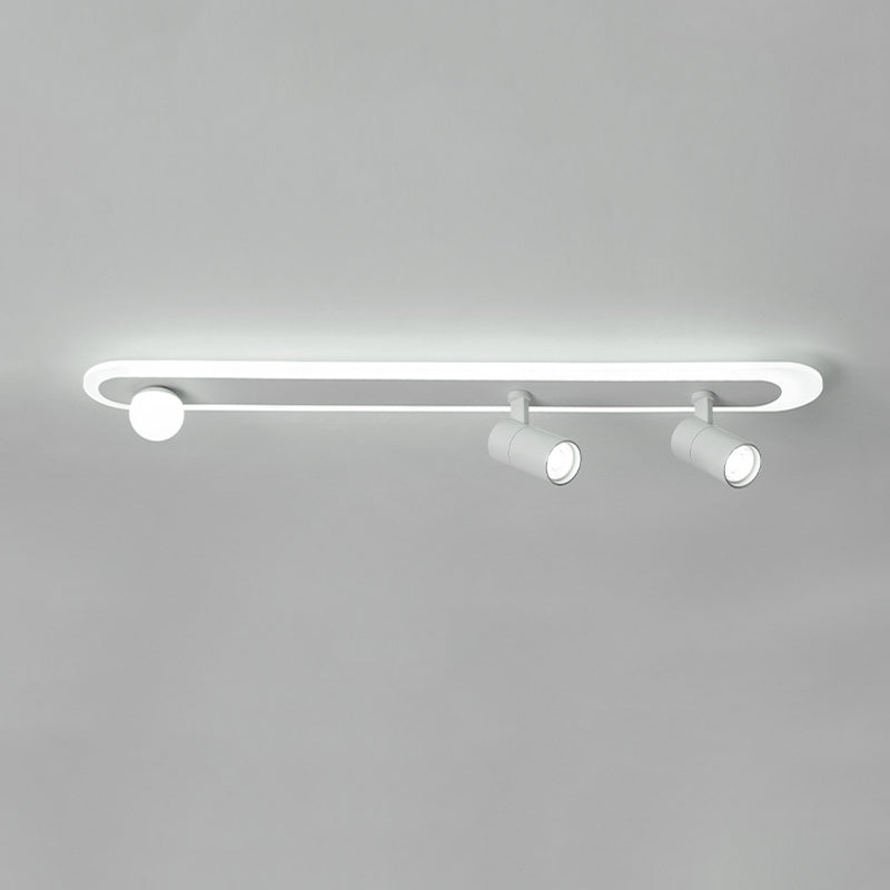 Metal Linear Flush Mount Lamp Modern Flush Ceiling Light Fixture in White