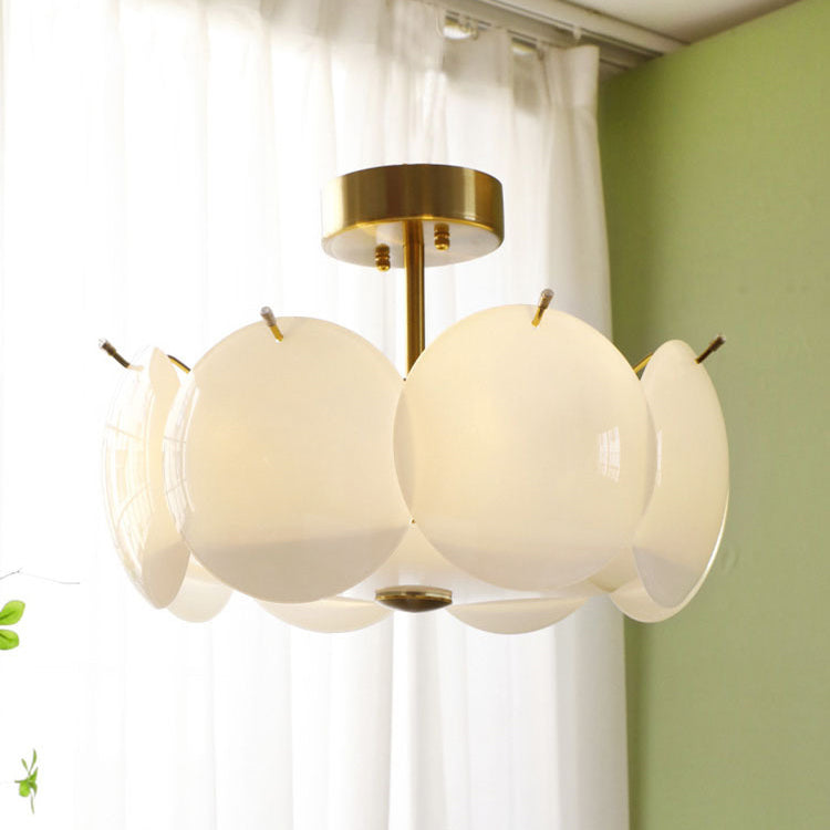 Disk Shape Flush Light Modern Style Glass 4/6/8 Lights Flush Ceiling Light in White