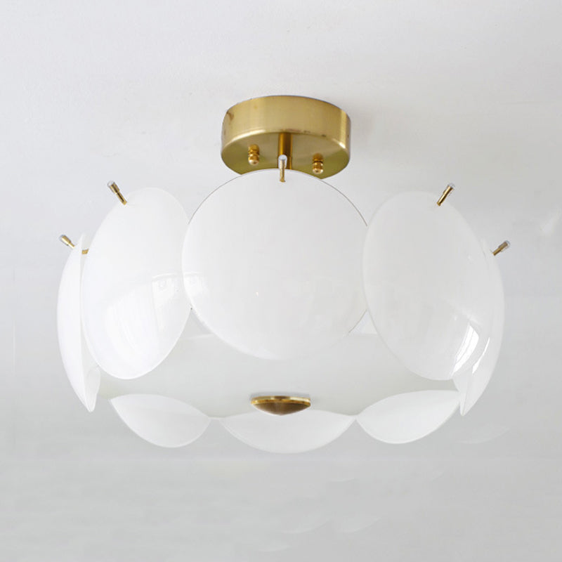 Disk Shape Flush Light Modern Style Glass 4/6/8 Lights Flush Ceiling Light in White