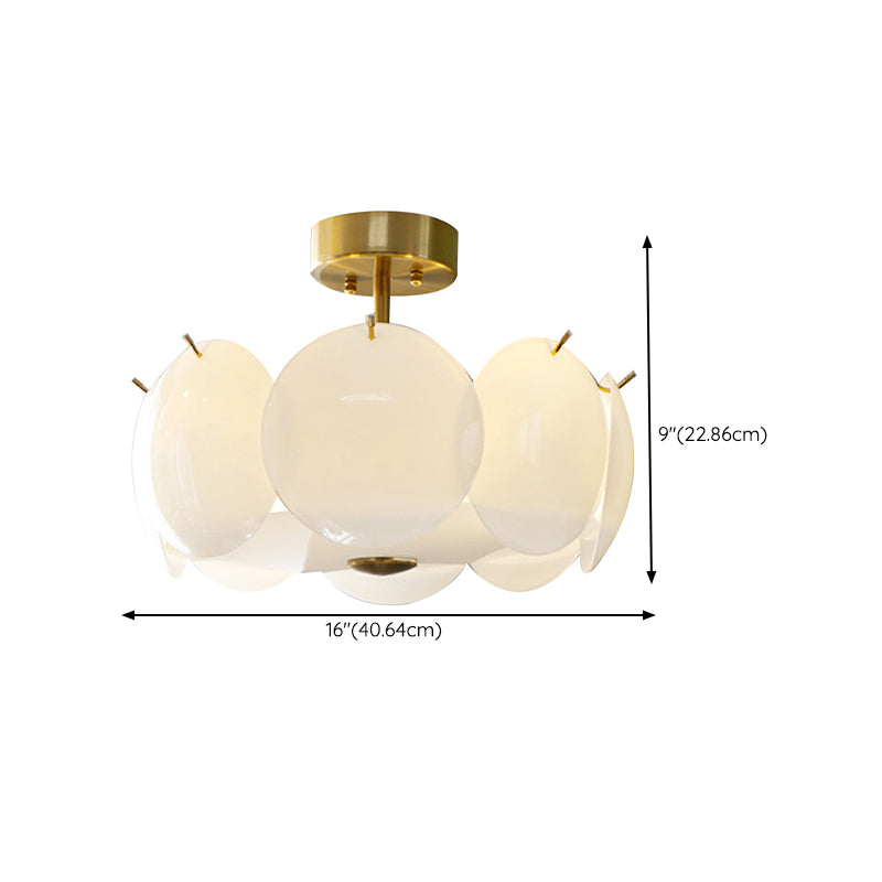 Disk Shape Flush Light Modern Style Glass 4/6/8 Lights Flush Ceiling Light in White