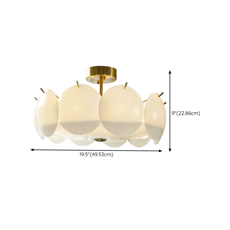 Disk Shape Flush Light Modern Style Glass 4/6/8 Lights Flush Ceiling Light in White