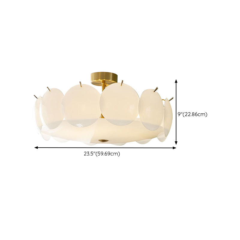 Disk Shape Flush Light Modern Style Glass 4/6/8 Lights Flush Ceiling Light in White