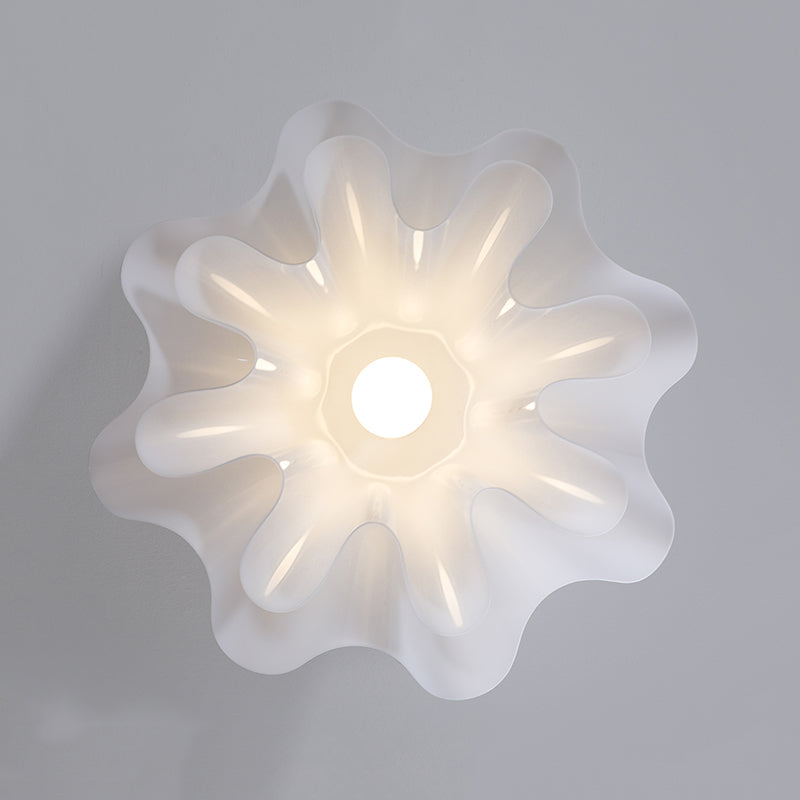 Ripples Shape Flush Light Modern Style Glass 1 Light Flush Ceiling Light in White