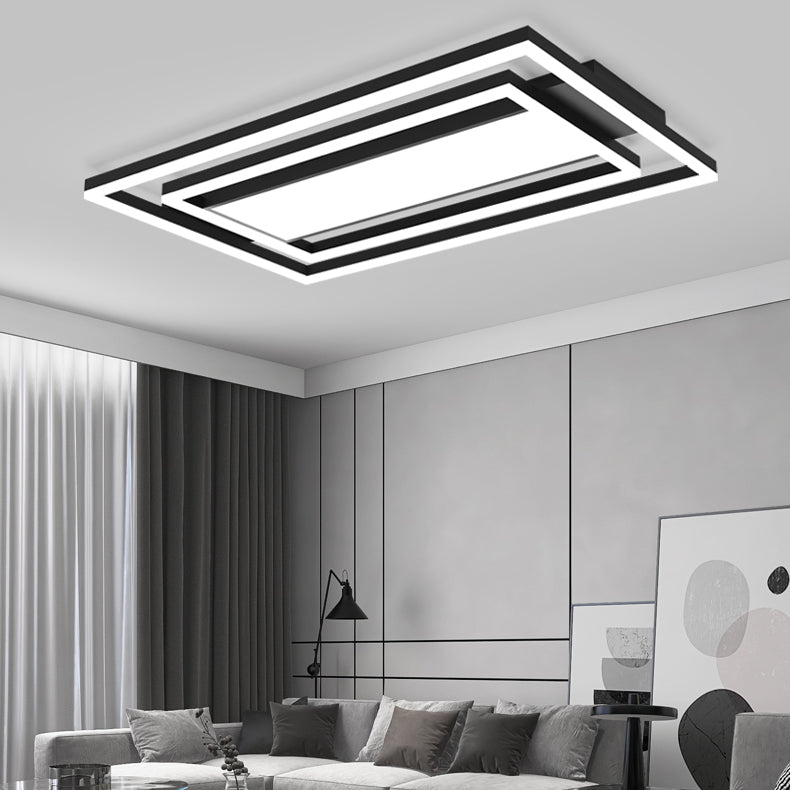 Modern Metal Flush Mount LED Square Shape Ceiling Light with Acrylic Shade for Living Room