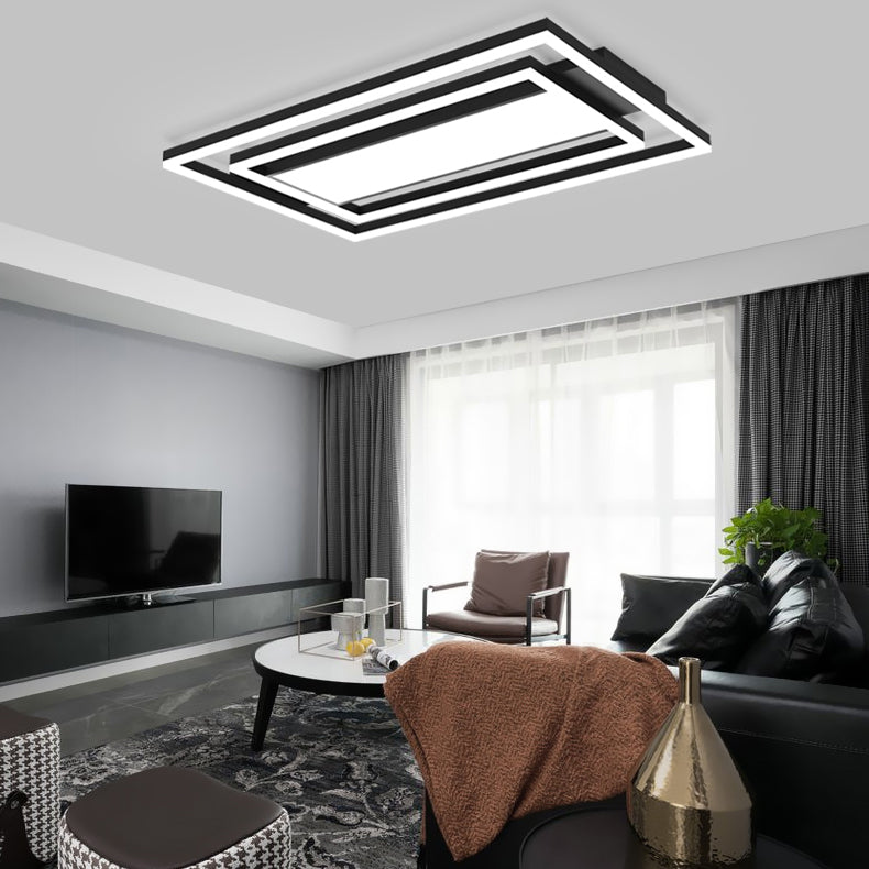 Modern Metal Flush Mount LED Square Shape Ceiling Light with Acrylic Shade for Living Room