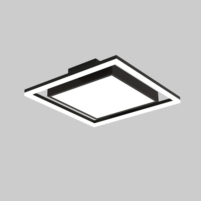 Modern Metal Flush Mount LED Square Shape Ceiling Light with Acrylic Shade for Living Room