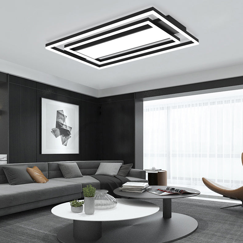 Modern Metal Flush Mount LED Square Shape Ceiling Light with Acrylic Shade for Living Room