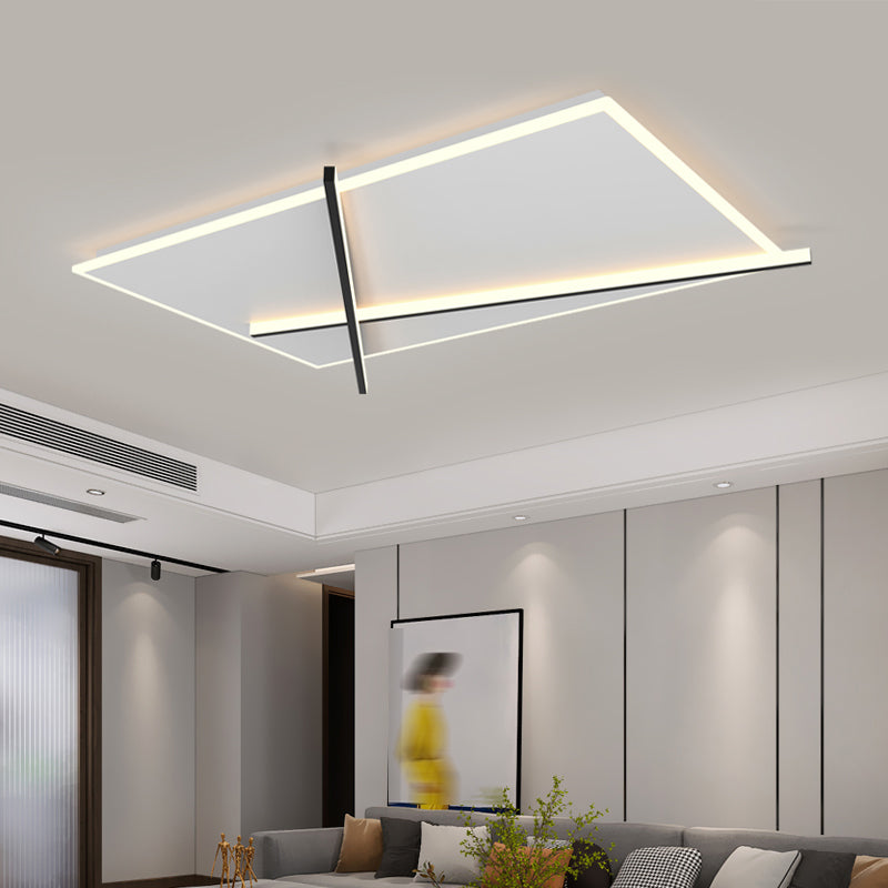 LED Modern Metal Flush Mount Square Shape Ceiling Light with Acrylic Shade for Bedroom