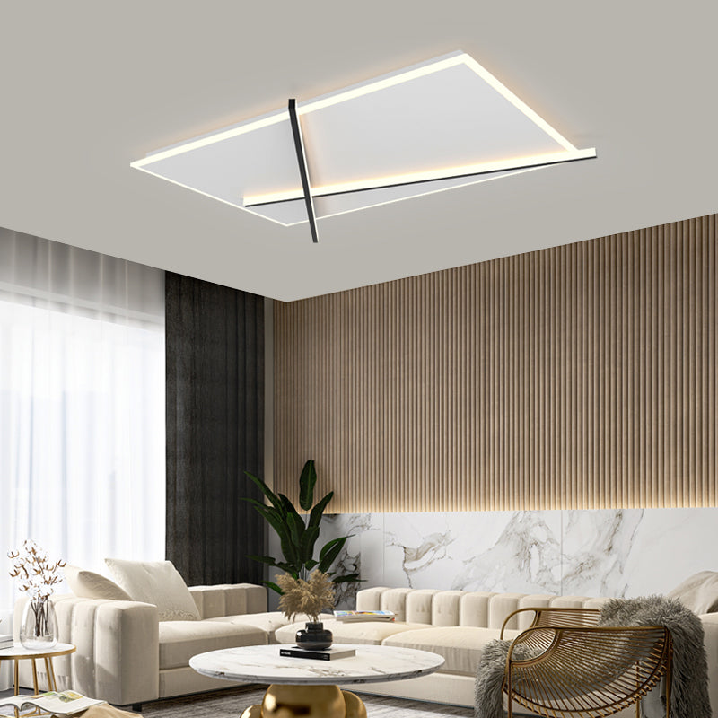 LED Modern Metal Flush Mount Square Shape Ceiling Light with Acrylic Shade for Bedroom