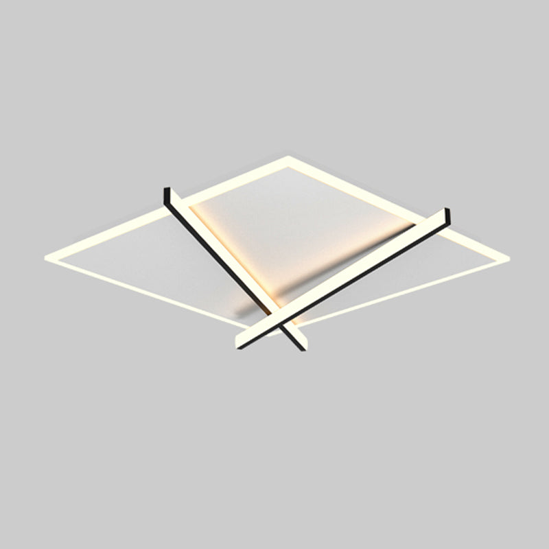 LED Modern Metal Flush Mount Square Shape Ceiling Light with Acrylic Shade for Bedroom