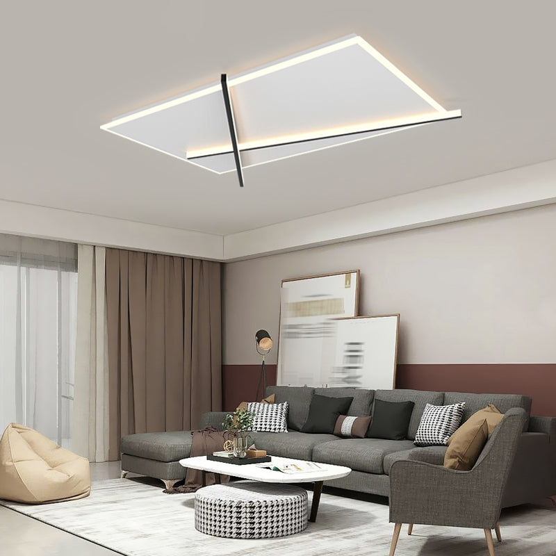 LED Modern Metal Flush Mount Square Shape Ceiling Light with Acrylic Shade for Bedroom