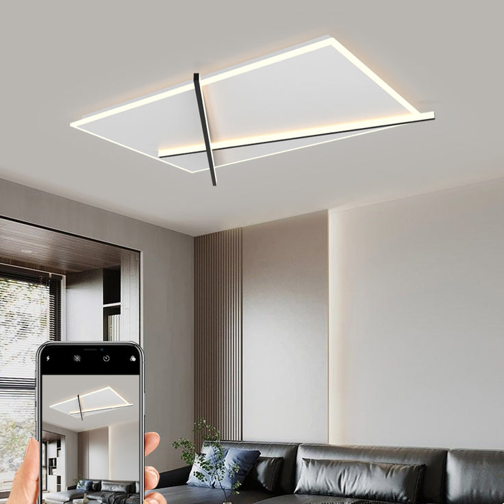 LED Modern Metal Flush Mount Square Shape Ceiling Light with Acrylic Shade for Bedroom