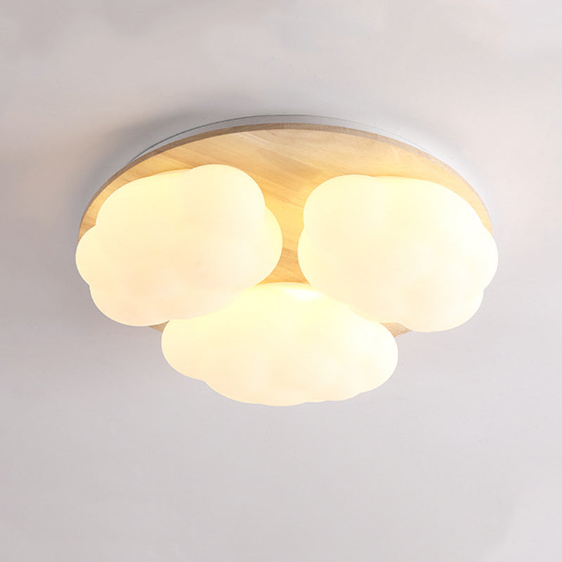 Cloud Shape Flush Light Modern Style Acrylic 3 Lights Flush Ceiling Light in White