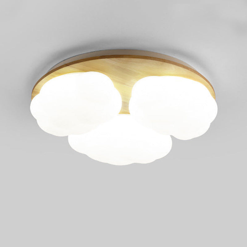 Cloud Shape Flush Light Modern Style Acrylic 3 Lights Flush Ceiling Light in White