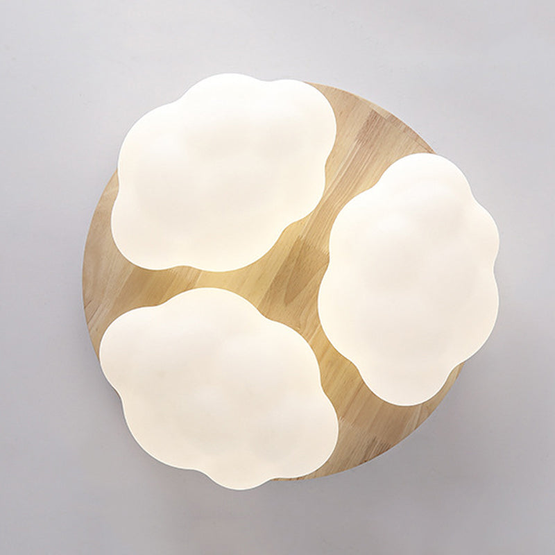 Cloud Shape Flush Light Modern Style Acrylic 3 Lights Flush Ceiling Light in White