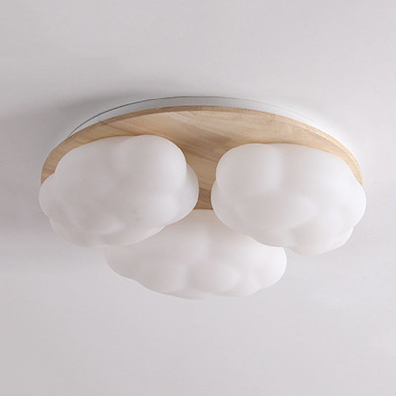 Cloud Shape Flush Light Modern Style Acrylic 3 Lights Flush Ceiling Light in White