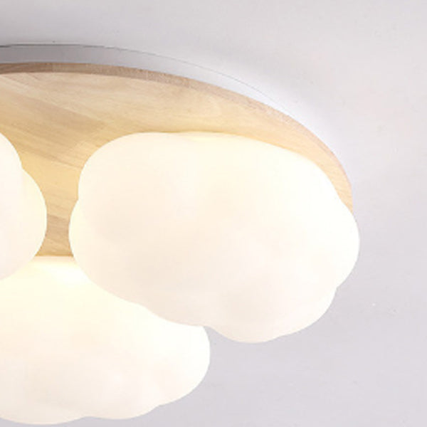 Cloud Shape Flush Light Modern Style Acrylic 3 Lights Flush Ceiling Light in White