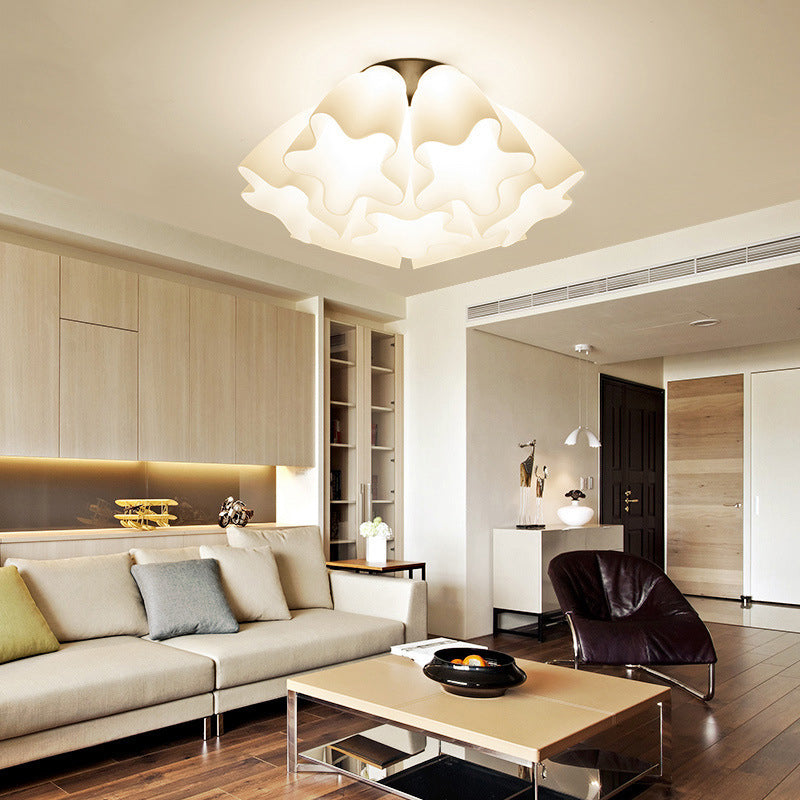 Modern Style Flush Light Glass 3/5/7 Lights Flush Ceiling Light in White