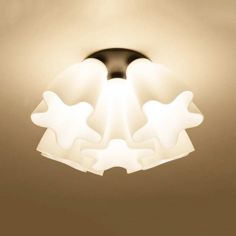 Modern Style Flush Light Glass 3/5/7 Lights Flush Ceiling Light in White