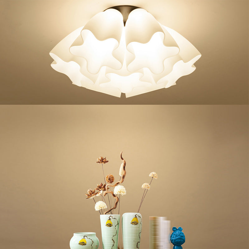 Modern Style Flush Light Glass 3/5/7 Lights Flush Ceiling Light in White