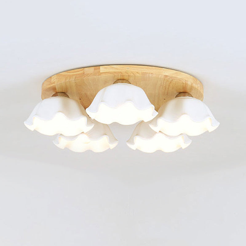 Ripples Shape Flush Mount Modern Style Ceramic 3/5/ Lights Flush Ceiling Light in White