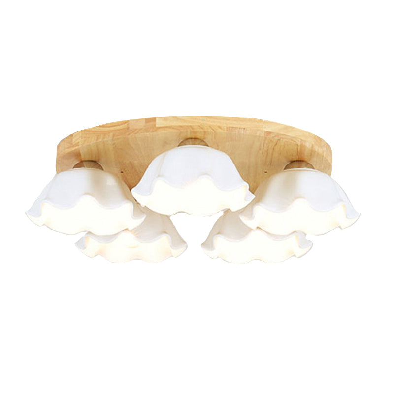 Ripples Shape Flush Mount Modern Style Ceramic 3/5/ Lights Flush Ceiling Light in White