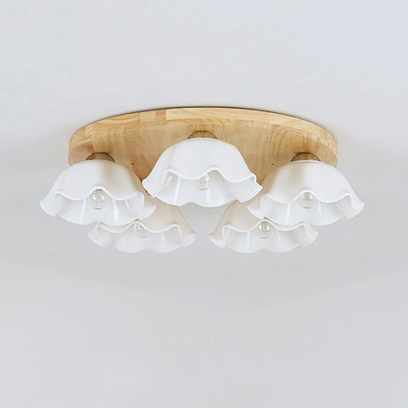Ripples Shape Flush Mount Modern Style Ceramic 3/5/ Lights Flush Ceiling Light in White