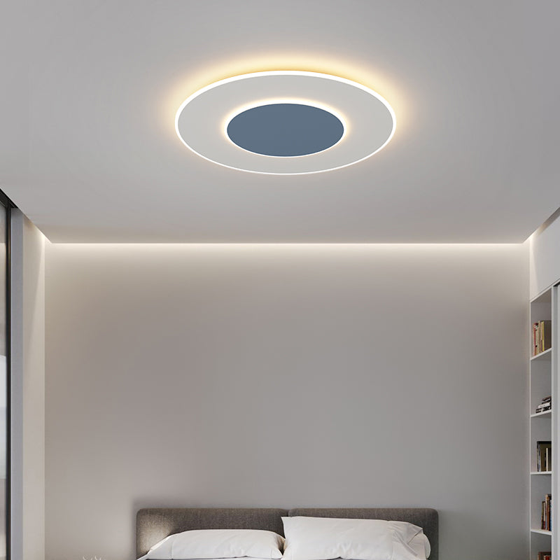 LED Metal Modern Flush Mount Circular Shape Ceiling Light with Acrylic Shade for Bedroom