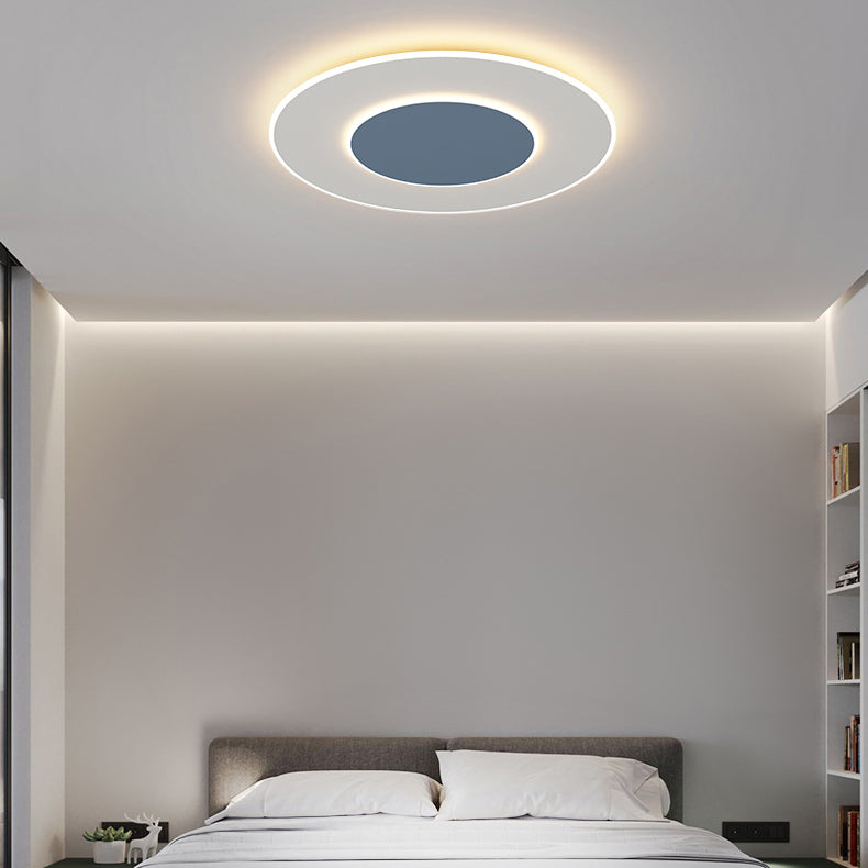 LED Metal Modern Flush Mount Circular Shape Ceiling Light with Acrylic Shade for Bedroom