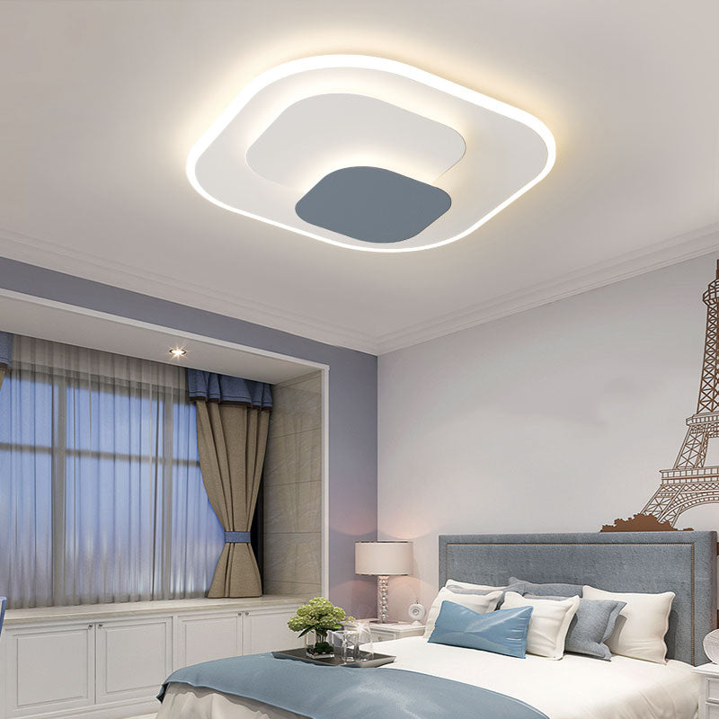 Modern Metal Flush Mount LED Geometric Shape Ceiling Light with Acrylic Shade for Bedroom