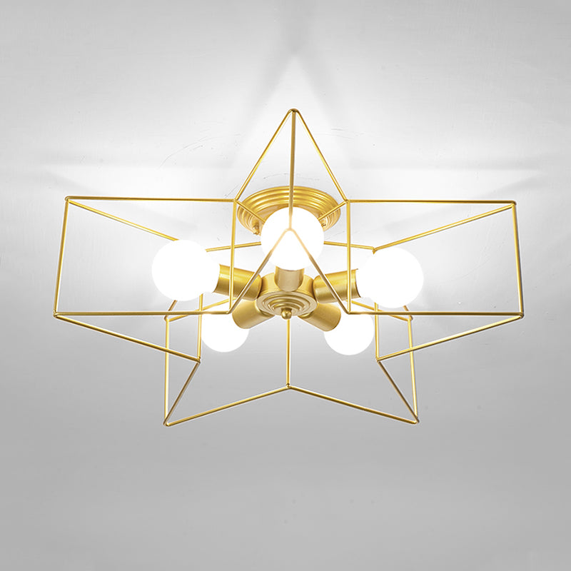 Star Shape Flush Mount Ceiling Fixture Modern Flush Ceiling Lights in Gold