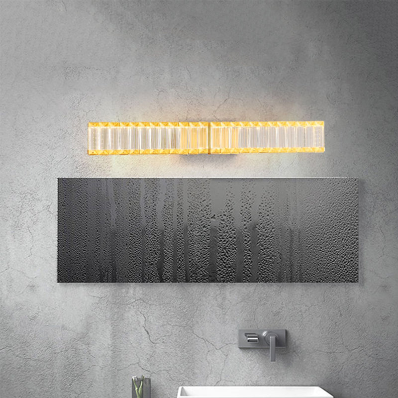 Light Luxury Crystal Vanity Light Rectangle Shape Vanity Lamp for Shower Room