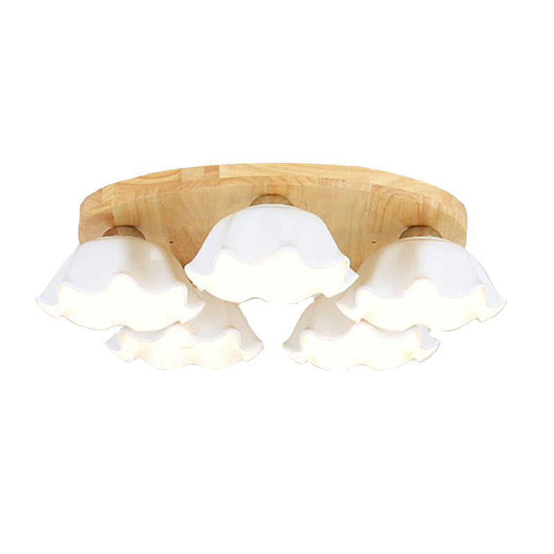 Ripples Shape Flush Light Modern Style Ceramic 3/5 Lights Flush Ceiling Light in White