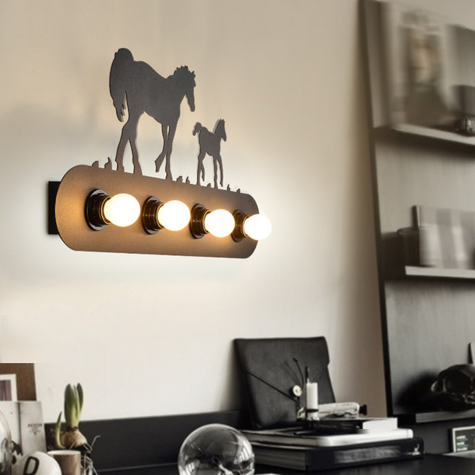 Industrial Style Iron Vanity Light Horses Shape Vanity Lamp for Bedroom