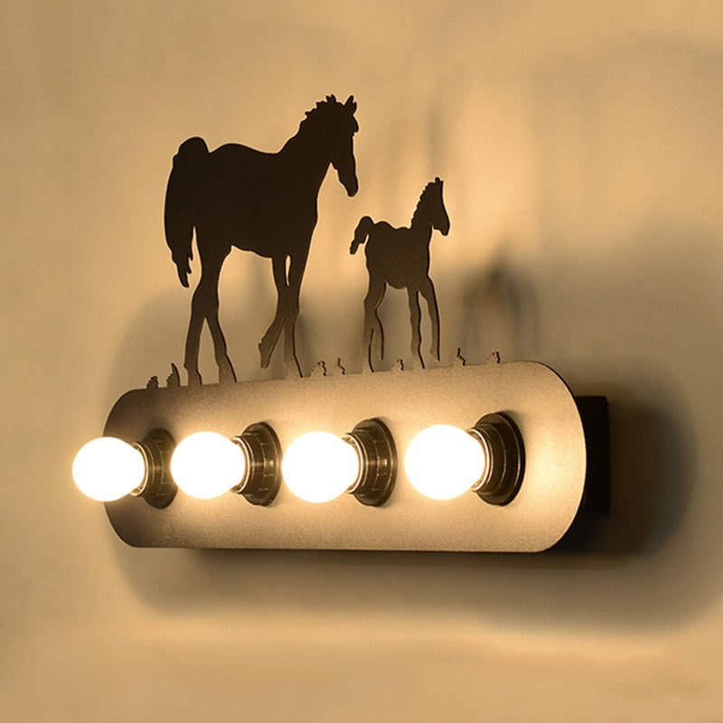 Industrial Style Iron Vanity Light Horses Shape Vanity Lamp for Bedroom