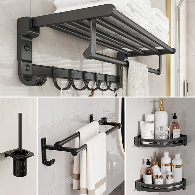 Chrome/Black Classic Bathroom Accessory Set Modern Bath Shelf/ Towel Bar & Paper Holder