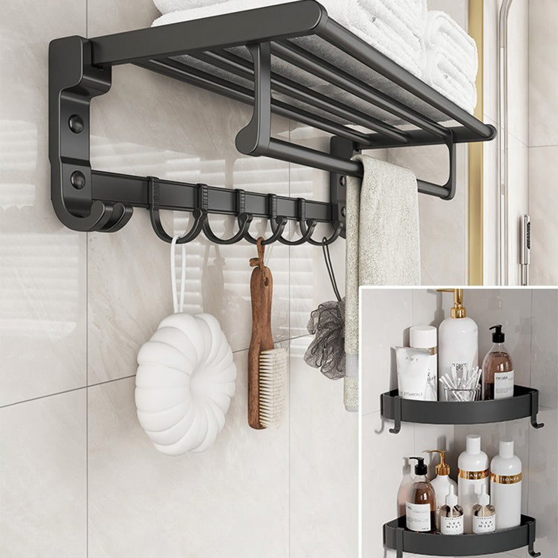 Chrome/Black Classic Bathroom Accessory Set Modern Bath Shelf/ Towel Bar & Paper Holder