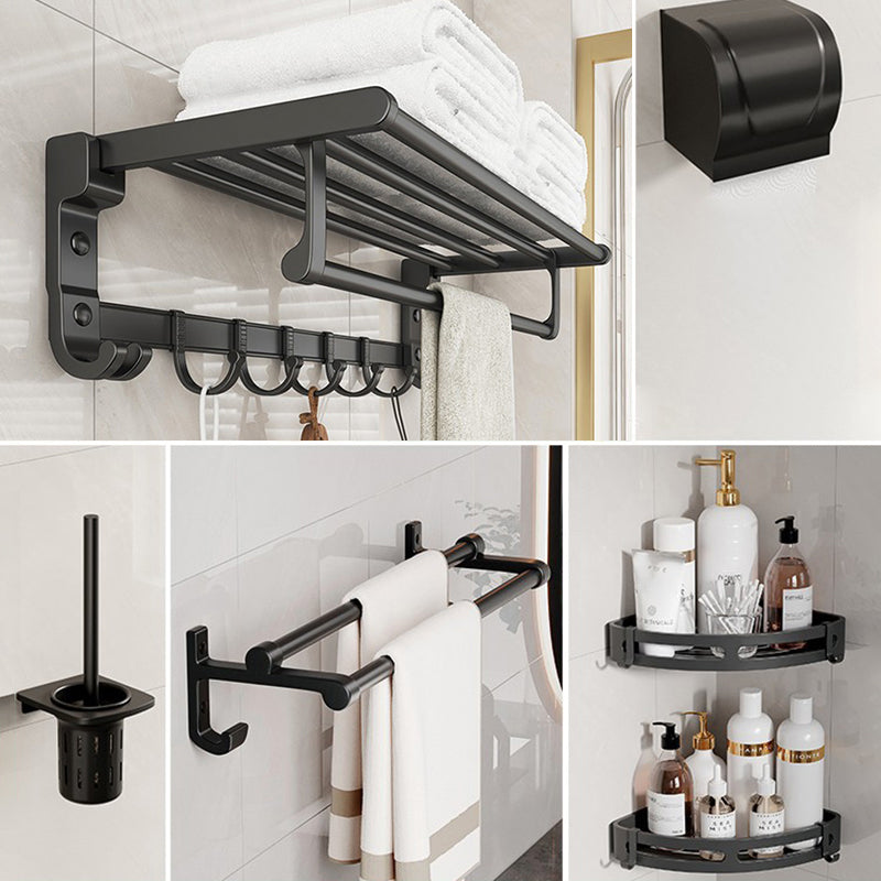 Chrome/Black Classic Bathroom Accessory Set Modern Bath Shelf/ Towel Bar & Paper Holder