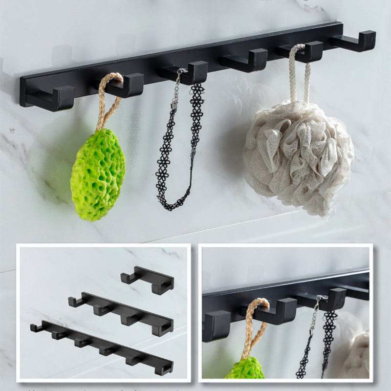 Modern Classic Bath Hardware Set in Stainless Steel Matte Black Robe Hooks/Towel Ring Bar