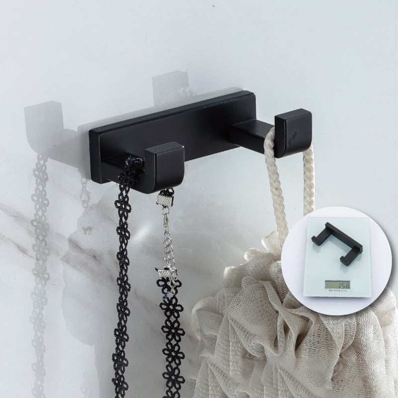 Modern Classic Bath Hardware Set in Stainless Steel Matte Black Robe Hooks/Towel Ring Bar