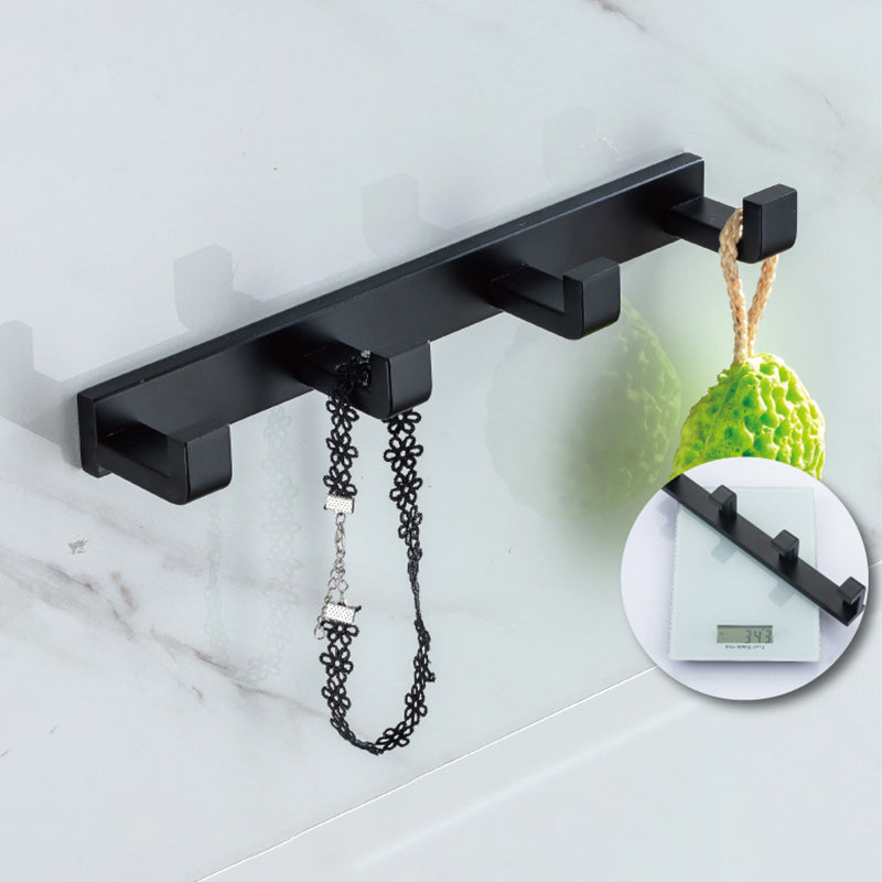 Modern Classic Bath Hardware Set in Stainless Steel Matte Black Robe Hooks/Towel Ring Bar