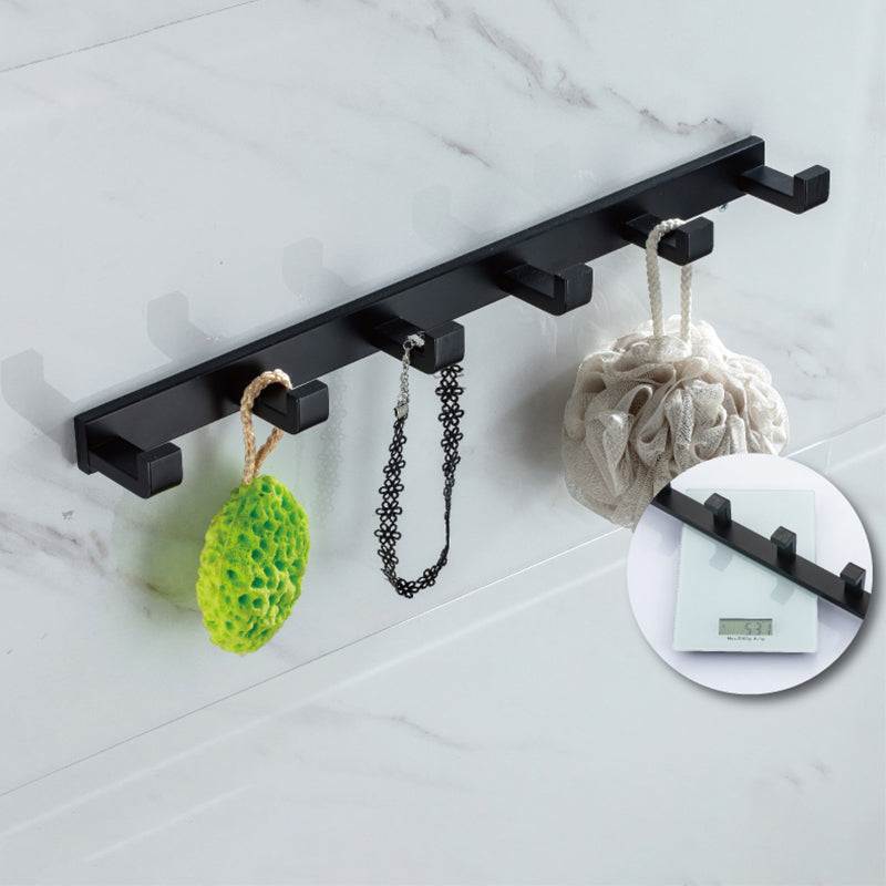 Modern Classic Bath Hardware Set in Stainless Steel Matte Black Robe Hooks/Towel Ring Bar