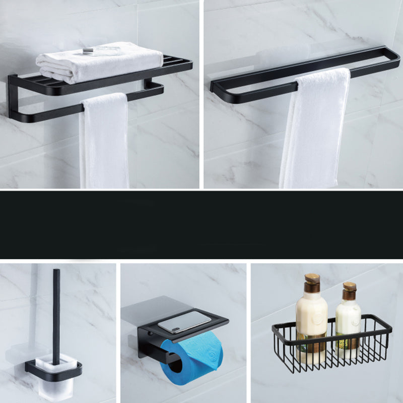 Modern Classic Bath Hardware Set in Stainless Steel Matte Black Robe Hooks/Towel Ring Bar