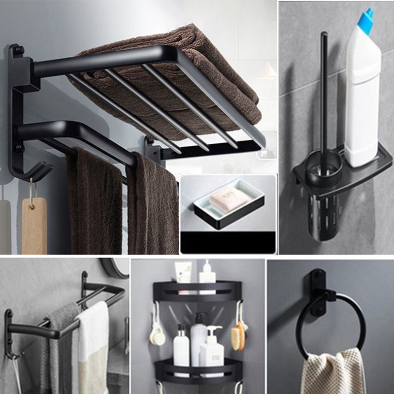 Modern Bathroom Accessory Set Towel Bar Black Soap Dish Bath Hardware Set